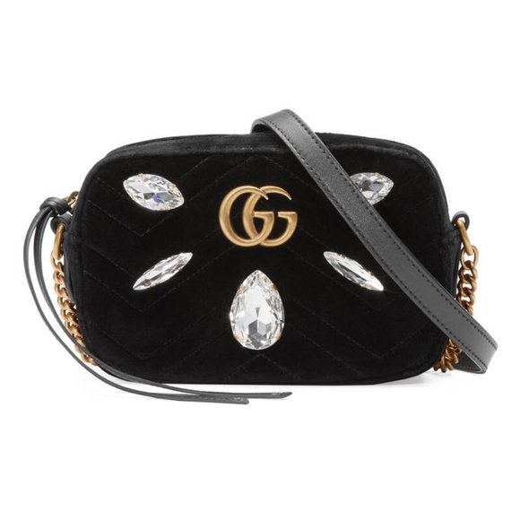 gucci gg marmont mini bag matelasse velvet black